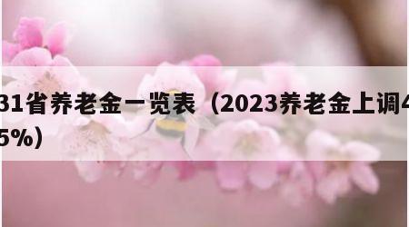 31省养老金一览表（2023养老金上调45%）