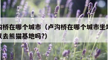 卢沟桥在哪个城市（卢沟桥在哪个城市坐地铁可以去熊猫基地吗?）