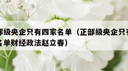 正部级央企只有四家名单（正部级央企只有四家名单财经政法赵立春）