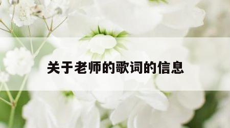 关于老师的歌词的信息