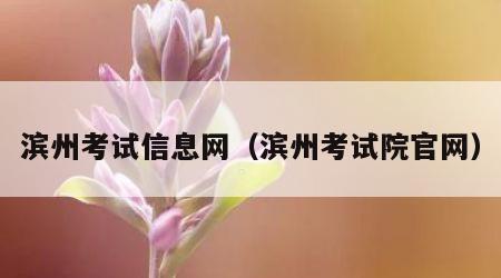 滨州考试信息网（滨州考试院官网）