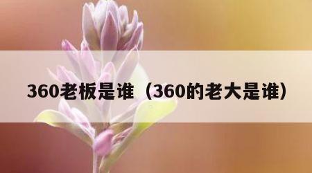 360老板是谁（360的老大是谁）