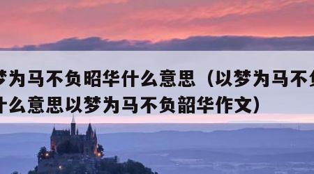 以梦为马不负昭华什么意思（以梦为马不负昭华什么意思以梦为马不负韶华作文）