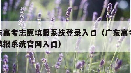 广东高考志愿填报系统登录入口（广东高考志愿填报系统官网入口）