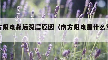 南方限电背后深层原因（南方限电是什么意思）