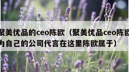 聚美优品的ceo陈欧（聚美优品ceo陈欧为自己的公司代言在这里陈欧属于）