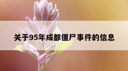 关于95年成都僵尸事件的信息