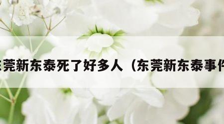 东莞新东泰死了好多人（东莞新东泰事件）