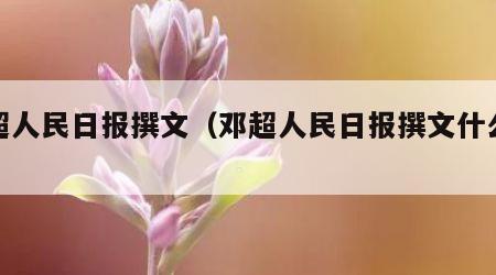 邓超人民日报撰文（邓超人民日报撰文什么意思）