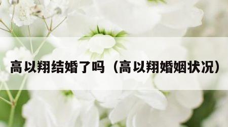 高以翔结婚了吗（高以翔婚姻状况）