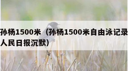 孙杨1500米（孙杨1500米自由泳记录人民日报沉默）