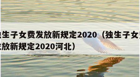 独生子女费发放新规定2020（独生子女费发放新规定2020河北）