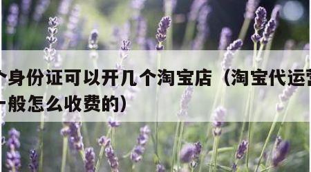 一个身份证可以开几个淘宝店（淘宝代运营公司一般怎么收费的）