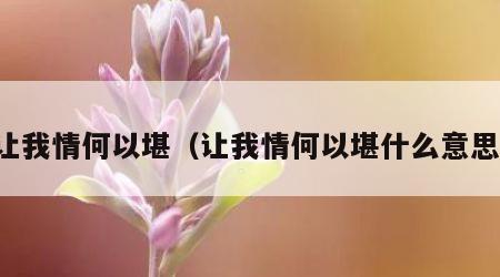 让我情何以堪（让我情何以堪什么意思）